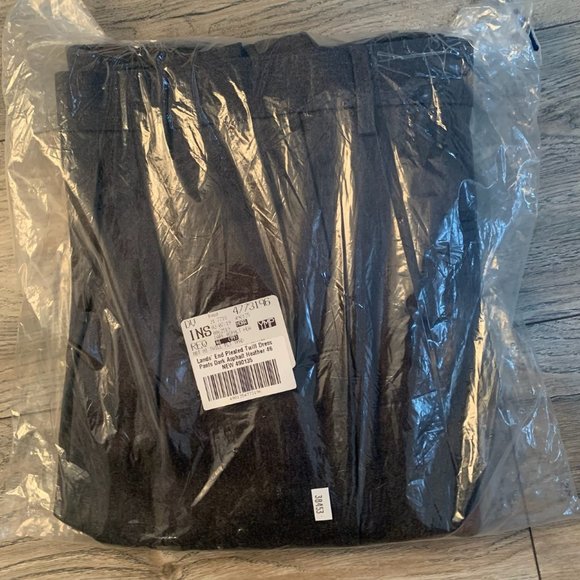 NWT LANDS' END PLEATED TWILL DRESS PANTS DARK ASPHALT HEATHER (GRAY) 46 - Picture 3 of 8